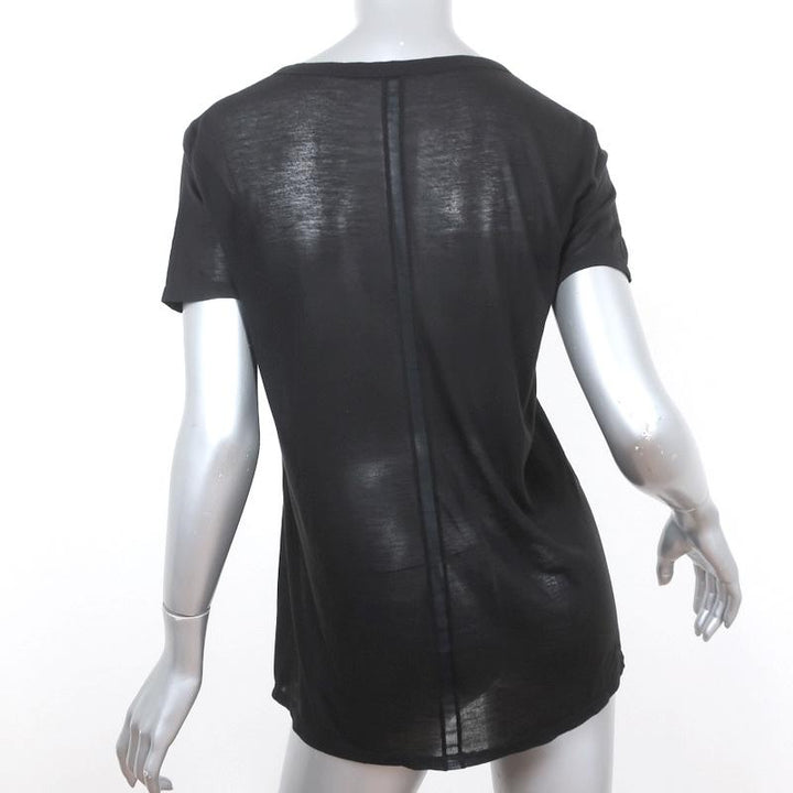 The Row Tee Black Sheer Jersey Size Medium Short Sleeve Scoop Neck Top available at CelebrityOwned.com img_5