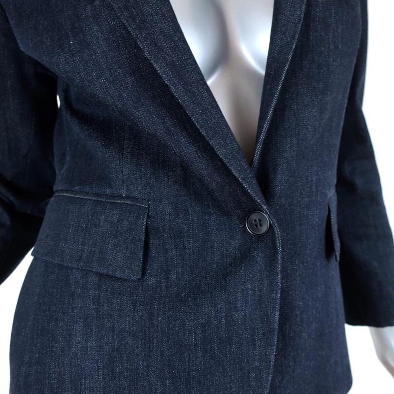 Theory Blazer Current Indigo Stretch Denim Size 4 One-Button Jacket available at CelebrityOwned.com img_2