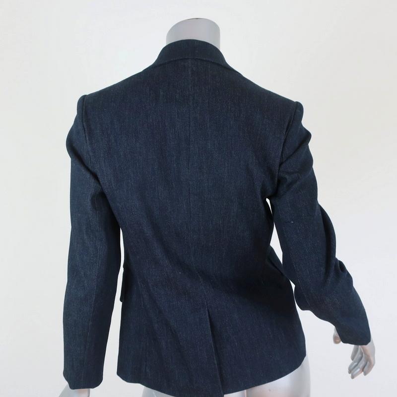 Theory Blazer Current Indigo Stretch Denim Size 4 One-Button Jacket available at CelebrityOwned.com img_5