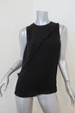 Theory Blouse Charelle Black Silk Size Petite Sleeveless Cascade Top available at CelebrityOwned.com img_1