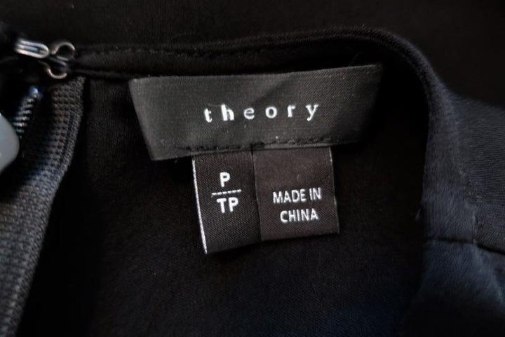 Theory Blouse Charelle Black Silk Size Petite Sleeveless Cascade Top available at CelebrityOwned.com img_6