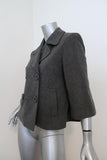 Theory Double Breasted Jacket Gerda Dark Gray Melange Jersey Size Medium available at CelebrityOwned.com img_5