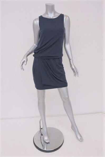 Theory Dress Dark Blue Stretch Jersey Size Medium Sleeveless Blouson Mini available at CelebrityOwned.com img_1