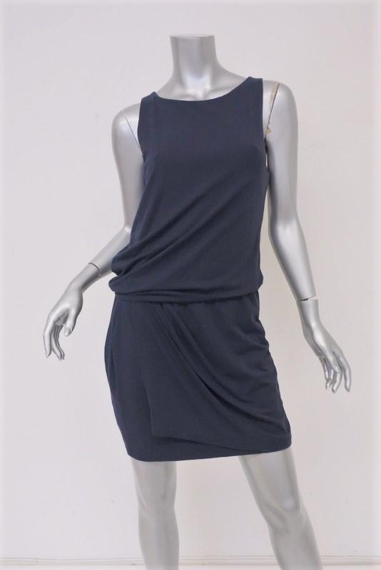 Theory Dress Dark Blue Stretch Jersey Size Medium Sleeveless Blouson Mini available at CelebrityOwned.com img_2