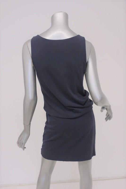 Theory Dress Dark Blue Stretch Jersey Size Medium Sleeveless Blouson Mini available at CelebrityOwned.com img_5