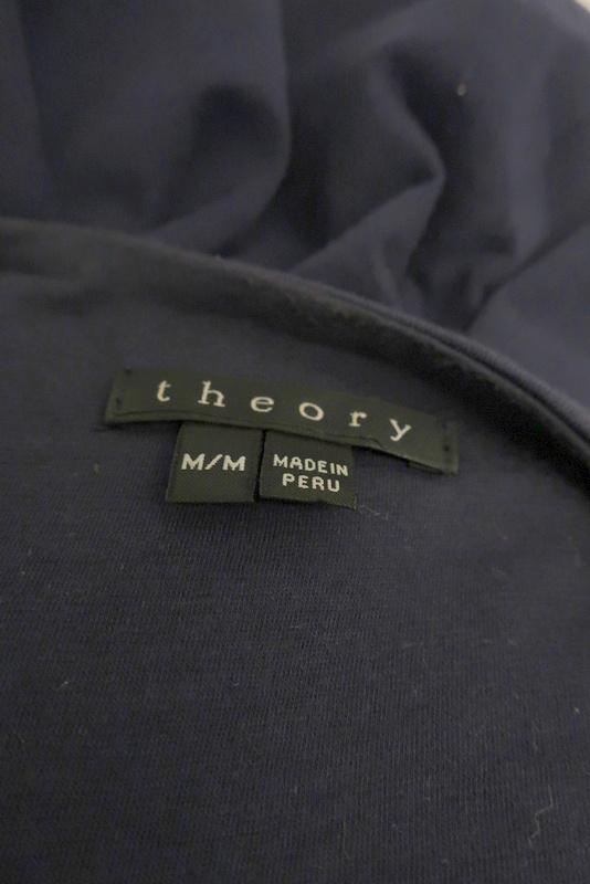 Theory Dress Dark Blue Stretch Jersey Size Medium Sleeveless Blouson Mini available at CelebrityOwned.com img_6