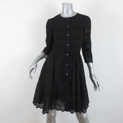 Theory Dress Kalsingas Black Eyelet-Embroidered Cotton Size 0 NEW available at CelebrityOwned.com img_1