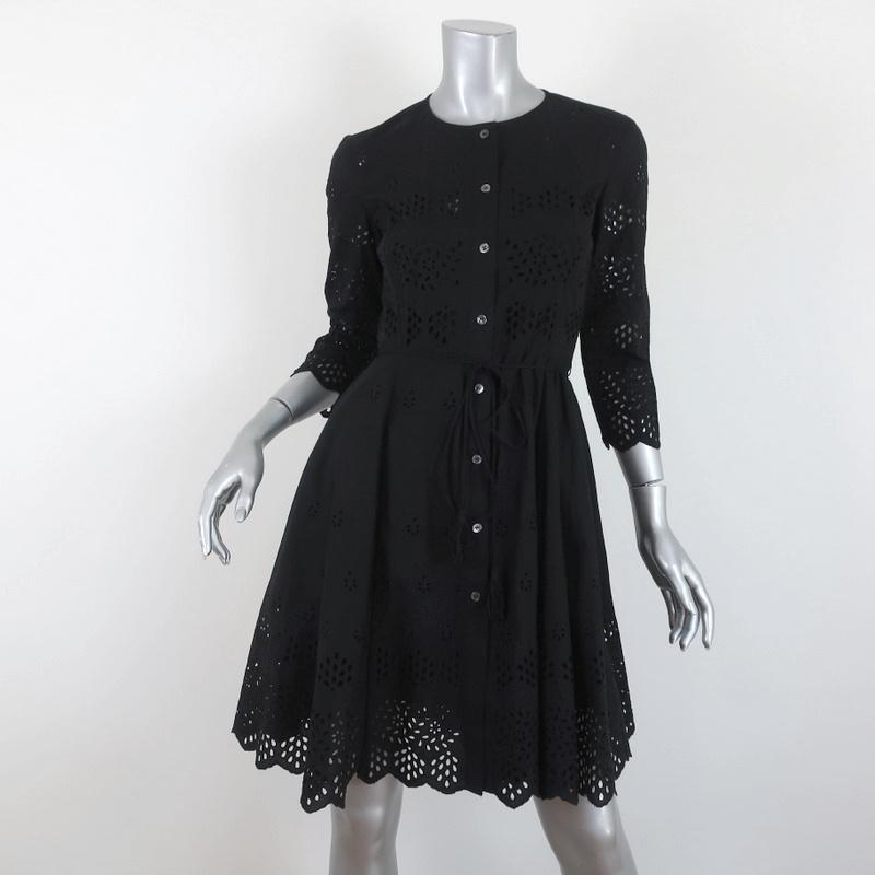Theory Dress Kalsingas Black Eyelet-Embroidered Cotton Size 0 NEW available at CelebrityOwned.com img_1