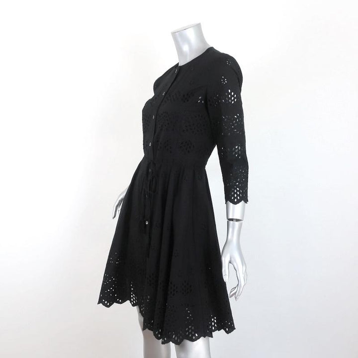 Theory Dress Kalsingas Black Eyelet-Embroidered Cotton Size 0 NEW available at CelebrityOwned.com img_2