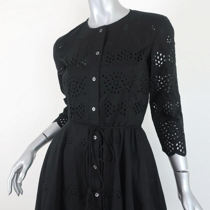 Theory Dress Kalsingas Black Eyelet-Embroidered Cotton Size 0 NEW available at CelebrityOwned.com img_3