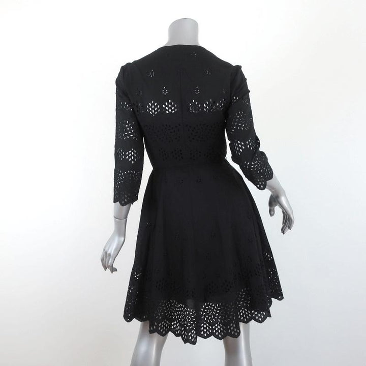 Theory Dress Kalsingas Black Eyelet-Embroidered Cotton Size 0 NEW available at CelebrityOwned.com img_5