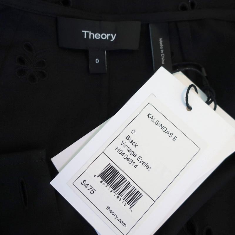 Theory Dress Kalsingas Black Eyelet-Embroidered Cotton Size 0 NEW available at CelebrityOwned.com img_6