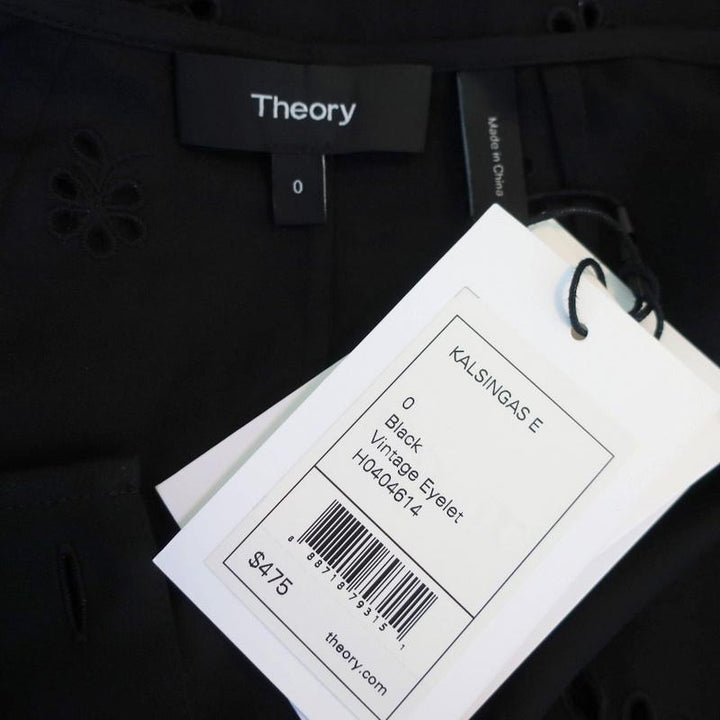 Theory Dress Kalsingas Black Eyelet-Embroidered Cotton Size 0 NEW available at CelebrityOwned.com img_6