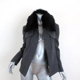 Theory Glormarie Fur Collar Coat Gray Bolton Wool Size Petite Zip-Up Jacket NEW available at CelebrityOwned.com img_2
