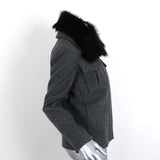 Theory Glormarie Fur Collar Coat Gray Bolton Wool Size Petite Zip-Up Jacket NEW available at CelebrityOwned.com img_4