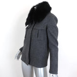 Theory Glormarie Fur Collar Coat Gray Bolton Wool Size Petite Zip-Up Jacket NEW available at CelebrityOwned.com img_5
