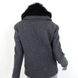 Theory Glormarie Fur Collar Coat Gray Bolton Wool Size Petite Zip-Up Jacket NEW available at CelebrityOwned.com img_6