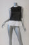 Theory Hodal L Leather Overlay Top Black/White Size Petite Sleeveless Blouse