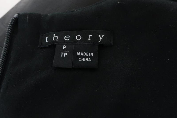Theory Hodal L Leather Overlay Top Black/White Size Petite Sleeveless Blouse available at CelebrityOwned.com img_5