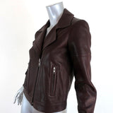 Theory Leather Motorcycle Jacket Pavati Dark Brown Size 2 Biker Jacket available at CelebrityOwned.com img_3