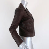 Theory Leather Motorcycle Jacket Pavati Dark Brown Size 2 Biker Jacket available at CelebrityOwned.com img_4
