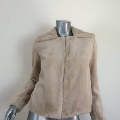 Theory Luxe Faux Rabbit Fur Jacket Sand Beige Size Petite available at CelebrityOwned.com img_1