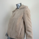 Theory Luxe Faux Rabbit Fur Jacket Sand Beige Size Petite available at CelebrityOwned.com img_3