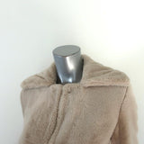Theory Luxe Faux Rabbit Fur Jacket Sand Beige Size Petite available at CelebrityOwned.com img_4