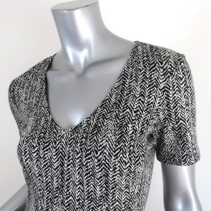 Theory Mini Dress Nikay Parcel Black/White Herringbone Tweed Size 4 Short Sleeve available at CelebrityOwned.com img_3