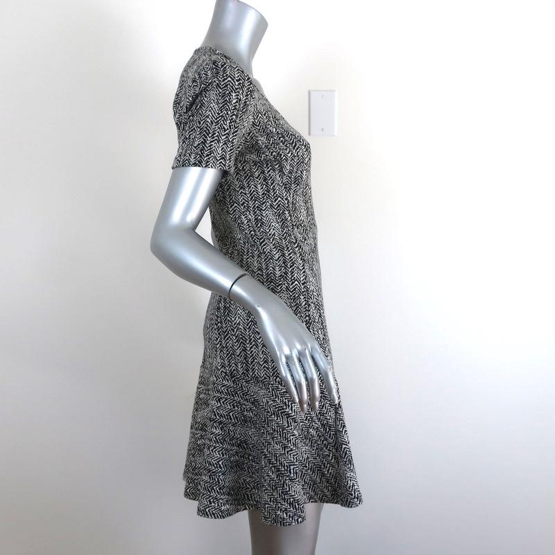 Theory Mini Dress Nikay Parcel Black/White Herringbone Tweed Size 4 Short Sleeve available at CelebrityOwned.com img_4