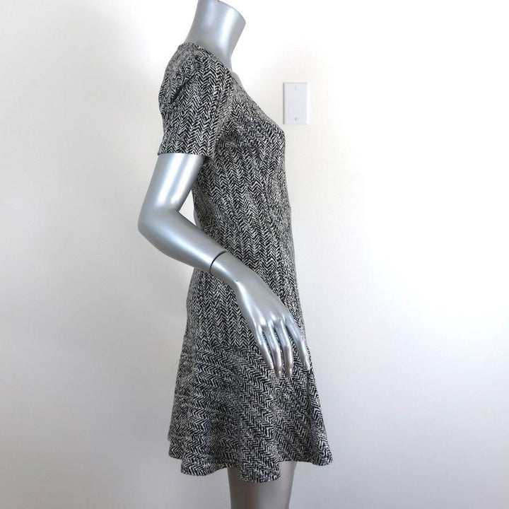 Theory Mini Dress Nikay Parcel Black/White Herringbone Tweed Size 4 Short Sleeve available at CelebrityOwned.com img_4