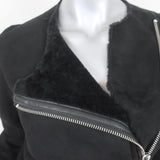 Theory Shearling Jacket Gabrelle Black Suede Size Small available at CelebrityOwned.com img_2