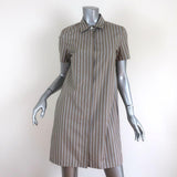 Theory Shirtdress Beige Ribbon Stripe Cotton Size Small Short Sleeve Mini Dress available at CelebrityOwned.com img_1