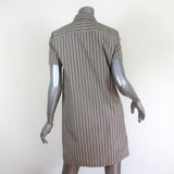 Theory Shirtdress Beige Ribbon Stripe Cotton Size Small Short Sleeve Mini Dress available at CelebrityOwned.com img_5