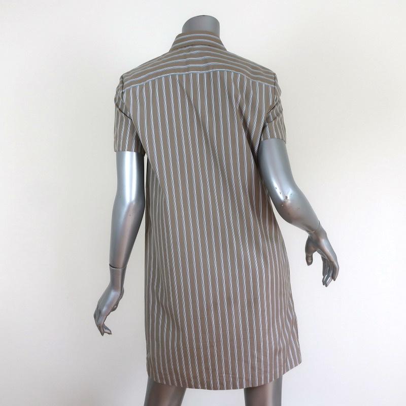 Theory Shirtdress Beige Ribbon Stripe Cotton Size Small Short Sleeve M –  Celebrity Owned