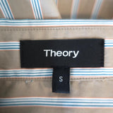 Theory Shirtdress Beige Ribbon Stripe Cotton Size Small Short Sleeve Mini Dress available at CelebrityOwned.com img_6