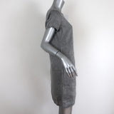 Theory Structured Twill Dress Gray Linen-Blend Size Small Short Sleeve Shift available at CelebrityOwned.com img_4