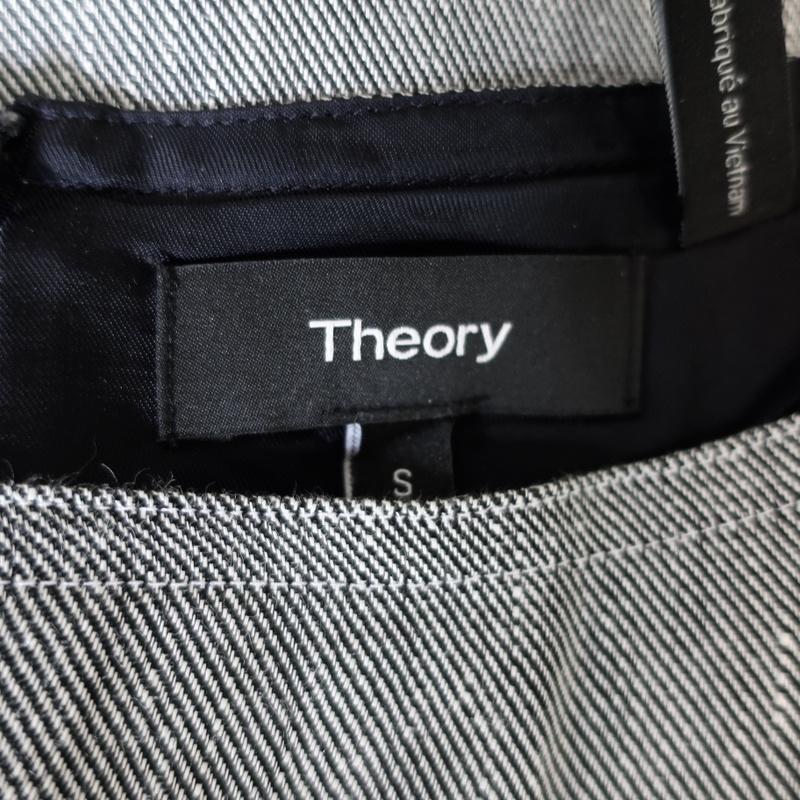 Theory Structured Twill Dress Gray Linen-Blend Size Small Short Sleeve Shift available at CelebrityOwned.com img_6