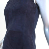 Theory Top Eulia Tidle Navy Suede & Ponte Jersey Size Small Sleeveless Mock Neck available at CelebrityOwned.com img_4