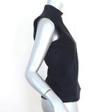 Theory Top Eulia Tidle Navy Suede & Ponte Jersey Size Small Sleeveless Mock Neck available at CelebrityOwned.com img_5