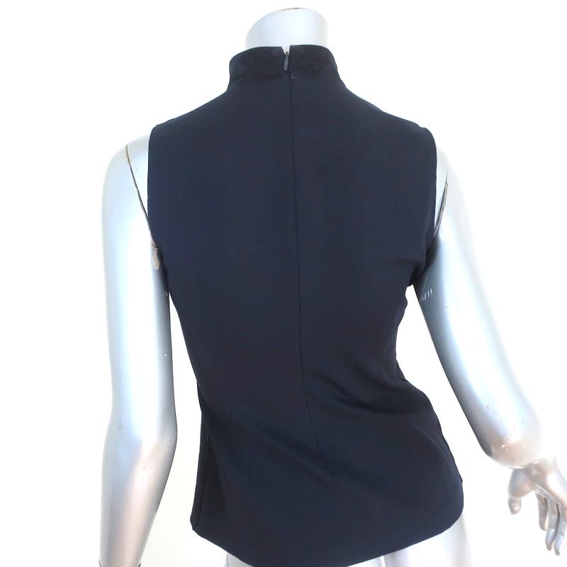 Theory Top Eulia Tidle Navy Suede &amp; Ponte Jersey Size Small Sleeveless Mock Neck available at CelebrityOwned.com img_6