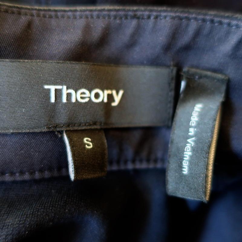 Theory Top Eulia Tidle Navy Suede &amp; Ponte Jersey Size Small Sleeveless Mock Neck available at CelebrityOwned.com img_7
