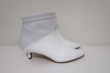 Tibi Ankle Boots Jean White Leather Size 38 Kitten Heel Sock Booties available at CelebrityOwned.com img_2