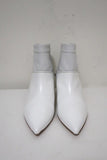 Tibi Ankle Boots Jean White Leather Size 38 Kitten Heel Sock Booties available at CelebrityOwned.com img_5