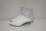 Tibi Ankle Boots Jean White Leather Size 38 Kitten Heel Sock Booties available at CelebrityOwned.com img_6