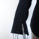 Tibi Blazer Delmont Navy Pinstripe Wool Size 6 Two-Button Zip Sleeve Jacket available at CelebrityOwned.com img_3