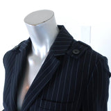 Tibi Blazer Delmont Navy Pinstripe Wool Size 6 Two-Button Zip Sleeve Jacket available at CelebrityOwned.com img_5