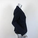 Tibi Blazer Delmont Navy Pinstripe Wool Size 6 Two-Button Zip Sleeve Jacket available at CelebrityOwned.com img_6