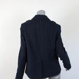 Tibi Blazer Delmont Navy Pinstripe Wool Size 6 Two-Button Zip Sleeve Jacket available at CelebrityOwned.com img_7