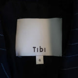 Tibi Blazer Delmont Navy Pinstripe Wool Size 6 Two-Button Zip Sleeve Jacket available at CelebrityOwned.com img_9